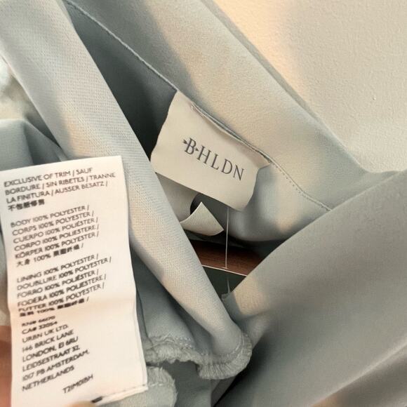 Anthropologie BHLDN Women Satin Freya Maxi Dress Size 14 Light Blue Side Slit - Picture 14 of 16